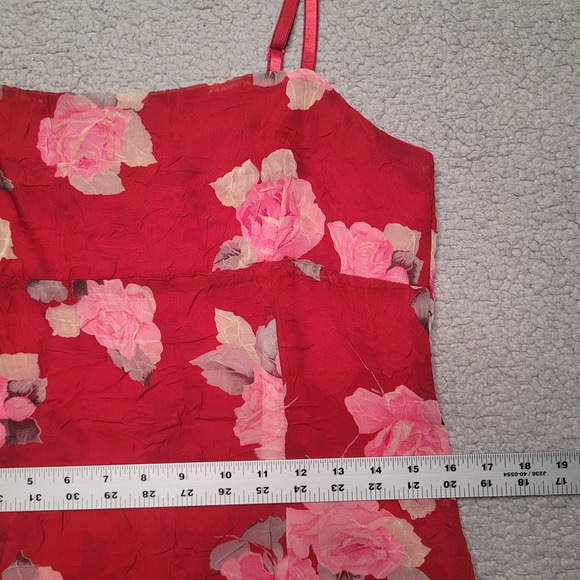 Vintage Necessary Objects Dress Medium Red Floral Fairy Apron Coquette Hi-Lo Y2K - Picture 11 of 11